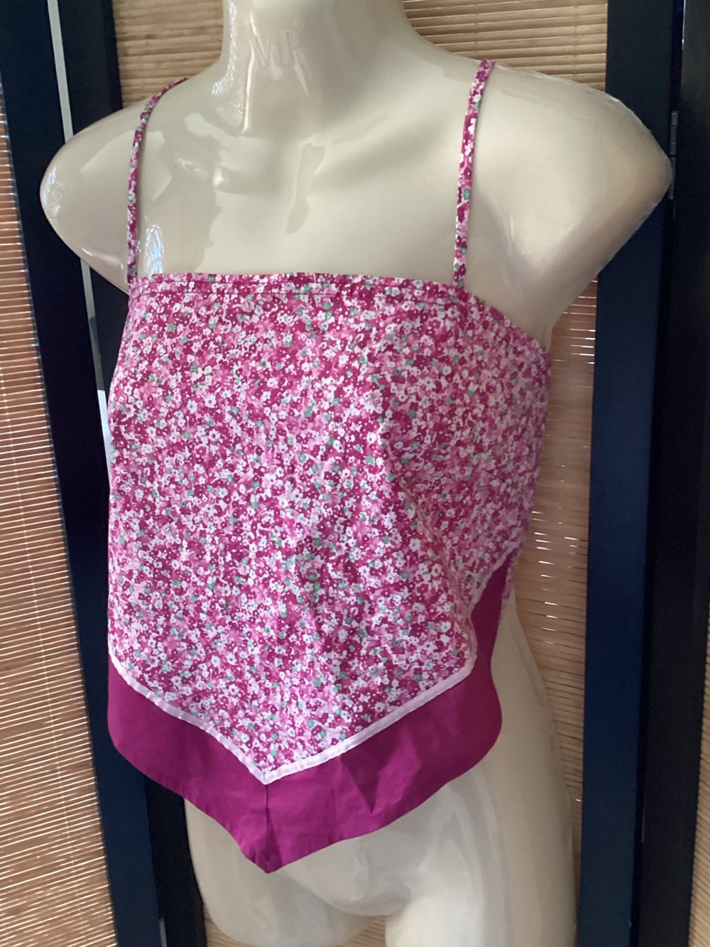 Vintage Y2K handkerchief corset crop top Sz L NWOT tie back Made in USA